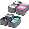 mDesign Set da 6 Organizer in stoffa - Contenitore portaoggetti in fibra sintetica per calze, biancheria, leggins, ecc. - Versatili box per cassetti per camera da letto - grigio scuro/nero