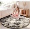 Homaxy Tappeto a pelo lungo per soggiorno, rotondo, 120 x 120 cm, rotondo | Fondo antiscivolo, morbido, lavabile, moderno, per cameretta dei bambini, camera da letto, nero e bianco
