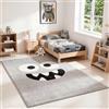 the carpet Little Monster Tappeto moderno morbido per bambini, con pelo soffice, facile da pulire, resistente ai colori, con motivo a volto di mostro, Grigio, 120 x 170 cm