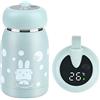 flintronic Borraccia Bambini, LED Intelligente Tazza Senza BPA, 320ml Termica Boccetta per Vuoto, in 304 Acciaio Inox Inossidabile per Campeggio/Scuola-Azzurro