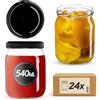 KADAX 24 vasetti per conserve da 540 ml con tappo a vite fi82 mm per inserimenti, conserve, conserve, preparazioni e pasti - Barattoli ermetici Twist-off (nero, 24 pezzi)