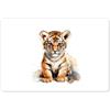 OnlyWow© Tovagliette Americane Lavabili in Vinile 1 Pezzo Tovaglietta | 45x30 cm - Rettangolare - Colazione Plastificata Stile Elegante Tigre - Animali Selvatici - Bambino - Acquerello
