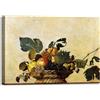 LuxHomeDecor Caravaggio, Canestra di frutta, Quadro su tela con Telaio in Legno Stampa con texture e pennellate effetto dipinto - 40x30 cm