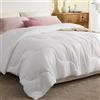 BEDLORE Trapunta 140 x 200 temperata 220 g/m² per letto singolo, piumino per 1 persone, leggero con imbottitura in microfibra, morbido piumino per 4 stagioni, lavabile in lavatrice, bianco