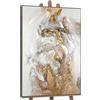 YS-Art Quadro Astratto Materico Oro e Beige, Dipinto Moderno Elegante