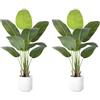ZEEOZE 2Pz Pianta Artificiale Uccello del Paradiso 120cm Alta Finta Palma Tropicale Per Interno Esterno con 9 Foglie Banano Albero Finto da Interno con Aaso Bianco Per Giardino Ufficio Decorazione