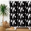 SDOTPMT 105x160cm Carina cartone animato Fantasmi Tenda da doccia Buffo Bianco Fantasma Icone Carina Halloween Sinistro Tenda bagno Sfondo nero Tenda da vasca Tessuto Poliestere per Bagno con ganci