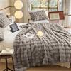 DREAMLANDING Coperta in pile di lusso in finta pelliccia di coniglio, soffice e calda, reversibile, per letto, divano e poltrona, decorazione per la casa (Grigio, 100 * 150 cm)