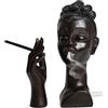 ZONSUSE Porta Incenso Donna Nera per Coni, Scultura D'arte Brucia Incenso, Bruciatore di Incenso a Forma di Testa di Donna, Porta Incenso Coni in Resina, Aromaterapia Decorazione Regalo (Lady)
