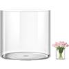 MELEJIA Vasi in Acrilico Rotondo Trasparente, Vaso Indistruttibile Leggero - Diametro 15cm x Altezza 15cm, Vasi Trasparente Resistente per Fiori Freschi/Finti, Decorazione Interna/Esternea