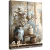 Dazzlewall Incorniciato Poster Rustico Fiori Bianchi, Fiori di Campagna in Stile Farmhouse per Cucina Soggiorno 30×40 cm