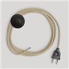 creative cables Creative-Cables Cablaggio per piantana con cavo in juta da 3 m - (Cavo 2x0,75 mm² beige RN06, spina EU e interruttore neri) - Conforme a standard di sicurezza