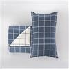 COGAL Parure Copripiumino Fantasia a Quadretti, 1 Piazza e Mezza, Smoke Blue, con 1 Federa, Set Sacco Copripiumino, Biancheria da Letto Made in Italy