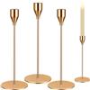 SZSIQI Set Di 3 Candelieri Dorati In Metallo Da 24 Cm, Candelieri A Stelo Conico Vintage Per Decorazione Da Tavolo Matrimonio, Casa, Hotel E Ristoranti
