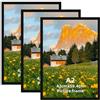 HORLIMER Cornice A2, Set da 3 Cornici A2 in Alluminio di Colore Nero,Perfetto per Esporre Foto di Famiglia, Opere Personali