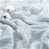 Exclusivo Mezcla Coperta in Mussola 100% Cotone, 6 Strati, Blu Ghiaccio | 220x240 cm, Leggera, Traspirante, Morbida e Confortevole, Adatta per l'estate, come Copriletto o Copertura Decorativa
