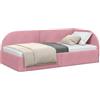 vidaXL Hoekbedframe Met hoofdeinde Roze 80 cm x 200 cm Fluweel | La forma a L sfrutta appieno lo spazio, si trasforma dal divano al letto, la testiera regolabile può essere adattata