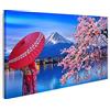 islandburner Quadro su tela Donna asiatica che indossa un kimono giapponese Montagna Fuji Fiori di ciliegio Kawaguchiko L Quadri Stampe Immagini Murale Decorazione da parete