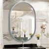 JJUUYOU Specchio da parete ovale con cornice in metallo, moderno specchio da appendere per parete, 50 x 40 cm, piccolo specchio con cornice in lega di alluminio, decorativo, per bagno, soggiorno