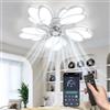 Hondony Ventilatore da soffitto a LED con luce, Plafoniera con Ventilatore Reversibile 6 Velocità, ventilatore silenzioso dimmerabile Luce da soffitto con telecomando e controllo APP