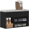 vidaXL Scarpiera con Panchina 60x30x45 cm Organizer Colori Diversi | Finitura in rovere nero super cool che fa la sua figura, Tre scomparti per tenere in ordine le scarpe,