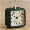 AYRELY Sveglia analogica a batteria, piccola orologio da tavolo quadrato retrò in metallo con luce, silenziosa, senza ticchettio, per camera da letto, comodino o mensola (blu scuro)