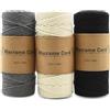 AolKee 3 rotoli di corda macramè da 3 mm x 100 m, corda di cotone intrecciata, morbida corda di cotone per lavori fai da te, arazzi, fioriere sospese