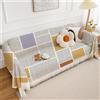 FANSU Telo Copridivano 1 2 3 4 Posti, Nero Bianco Copriletto Matrimoniale Multiuso Copritutto Coperta Copridivano Antiscivolo Reversibile Coperta Decorativa per Divano (180 * 300cm,Giallo Viola)