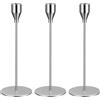 SZSIQI Set di 3 Portacandele da Tavolo in Argento - 24 cm, Affusolati, in Metallo - Decorazione per Matrimonio e Natale