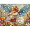 SHEGZHUC Diamond Painting per adulti, motivo: angelo con ali e fiori, 40 x 30 cm, immagine con angelo custode, fata, elfi, mosaico, ricamo a punto croce, idea regalo, decorazione da parete per camera