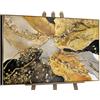 YS-Art Quadro Astratto Oro Nero Dipinto a Mano in Acrilico, Arte Moderna