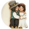 THUN - Coppia sposini Grandi su Luna - Bomboniere - Idea Regalo - Linea Cerimonia - Ceramica - 10,4x6,7x10,5 h cm