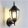 maolo Applique da Esterno Stile Classico Vintage IP44, Lampada da Parete E27 in Alluminio e Vetro, Lanterna da Giardino per Ingresso Terrazza Facciata - 60W Max - Disponibile in 2 Misure (Nero, 360mm)