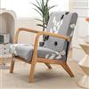 FANSU Copripoltrona con Braccioli in Legno, Copripoltrona 1 Posto Elasticizzato con Cerniera, Elegante Coprisedie con Schienale Moderna Lavabile Fodera per Soggiorno, Sala Lettura (Grigio)