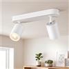 Gr4tec Faretti da Soffitto Orientabili 2 Luci, Binario Faretti GU10, Bianco | Moderna Faretto LED Interno, Lampada da Parete Interno per Cucina Cameretta Corridoio, Senza Lampadine