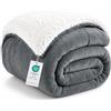 WAVVE Coperta Plaid Invernale di Pile Sherpa e Flanella - 130x150 cm, Grigio - Pled Pail Peloso 150x130 Agnellato Divano Letto Singolo, Microfibra Morbida e Calda