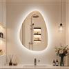 LUVODI Specchio Bagno con Luce Asimmetrico Retroilluminato: Specchio Bagno Irregolare LED a forma di goccia 70x50cm Con Antiappannamento, Touch Dimmerabile Tripla Tonalità 3000K-6000K, Memoria