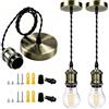 Bravsekai Kit sospensione industriale in bronzo antico, 2 pezzi con portalampada E27, lampada a soffitto con cavo regolabile, accessorio Edison retrò vintage per isola cucina, corridoio, sala da pranzo e bar