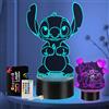 Dagydali 2 Pezzi Stitch Lampada - Stitch Luce Notturna Bambini - 16 Colori Lamp Stitch Intelligente Con Telecomando a 3D LED Illusione Idea Regalo di Natale Stitch Decorazione Per la Camera dei Bambini