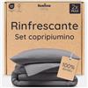 Bambaw Set Copripiumino Estivo Singolo 135x200 cm da 2 Pezzi con 1 Federa Refrigerante (80 x 80 cm), Set Lenzuola di Bambù Singole Termoregolante, Ipoallergenico e Antiacaro (Grigio Scuro)