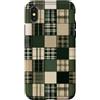 Checkered Patchwork Pattern - Apparel & Custodia per iPhone X/XS Motivo scozzese a quadretti verde salvia scuro