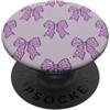 Purple Cheetah Leopard Coquette Bow Kawaii PopSockets PopGrip Adesivo