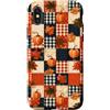 Checkered Patchwork Pattern - Apparel & Custodia per iPhone X/XS Autunno Autunno Zucca Scacchi Tartan Plaid Gingham Pattern
