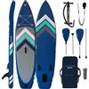 Alpidex Set per Stand Up Paddle ALPIDEX, modello SUP, dimensioni 305 x 76 x 15 cm, capacità di carico fino a 150 kg. Gonfiabile, stabile, leggero. Set completo con borsa, pagaia, pinne, pompa ad aria, leash e kit di riparazione. Colore: blu