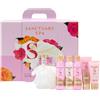Sanctuary Spa Lily & Rose, set perfetto per coccole da donna, gel doccia, galleggiante da bagno, scrub per il corpo, lozione per il corpo, crema per le mani e spugna per il corpo, collezione di fiori