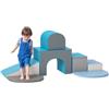 HOMCOM Set da Gioco per Bambini 12-36 Mesi da 7 Blocchi in PU e EPE Blu e Grigio