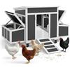 PawHut Pollaio in Legno per 2-4 Galline con Tetto Apribile e 2 Nidi Grigio Scuro