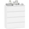 HOMCOM Cassettiera Comò a 4 Cassetti Moderna senza Maniglie per Camera Bianco