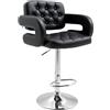 HOMCOM Sgabello Alto da Bar con Schienale e Braccioli Altezza Regolabile Nero