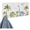 Relaxdays Appendiabiti Bambini, 4 Ganci da Parete, Design Dinosauri | MDF, legno di pino, fissaggi inclusi, cameretta bambini, cameretta neonati, corridoio, appendiabiti